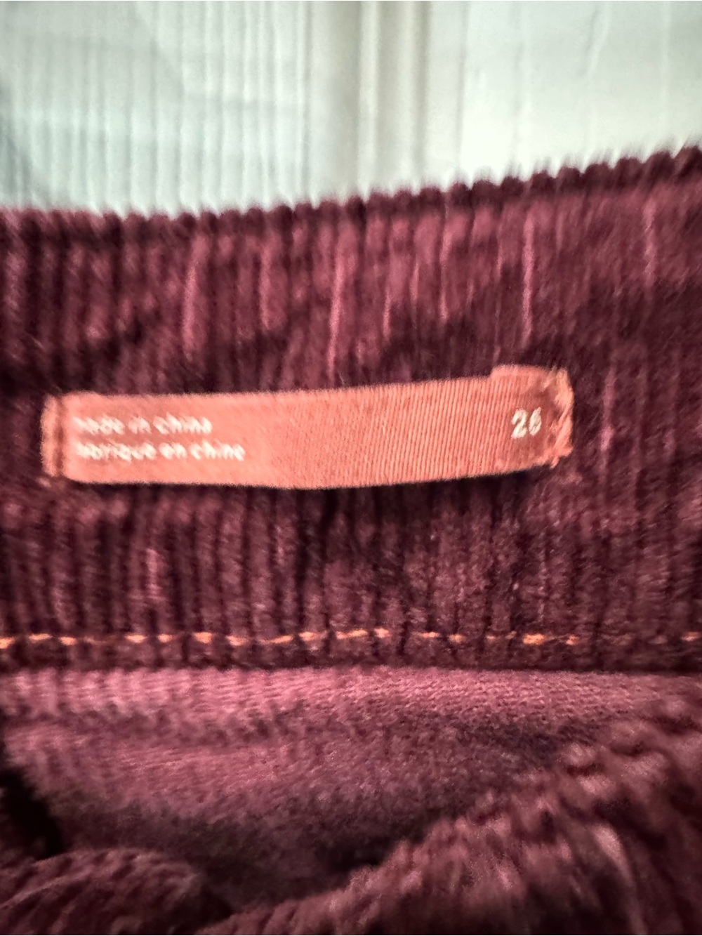 Pilcro by Anthropologie Corduroy High Rise Slim Two Tone Pants Size 26 - Picture 4 of 12